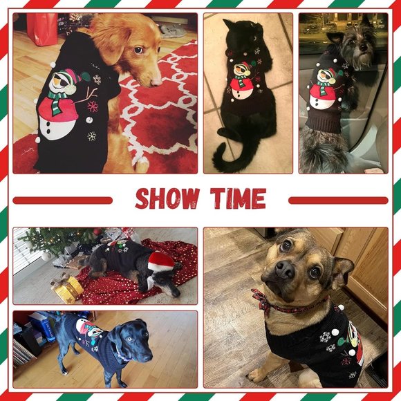 DOGGYZSTYLE Dog Pet Black Snowman Xmas Holiday Sweater Large - Picture 6 of 7